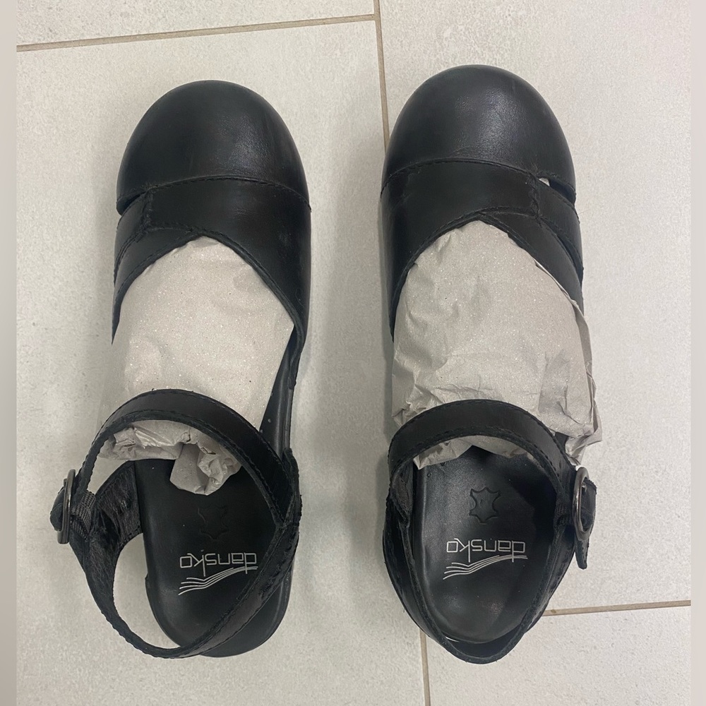 Dansko Black Closed Toe Strap Clog Sandal